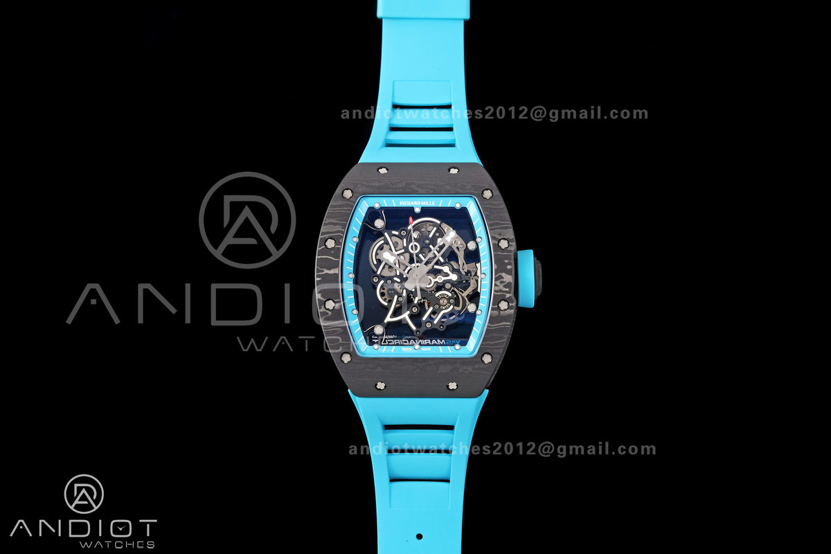 RM055 NTPT Mille Studio 1:1 Yas Marina Circuit Edition on Blue Rubber Strap RMUL2 Super Clone (Custom Case Set)